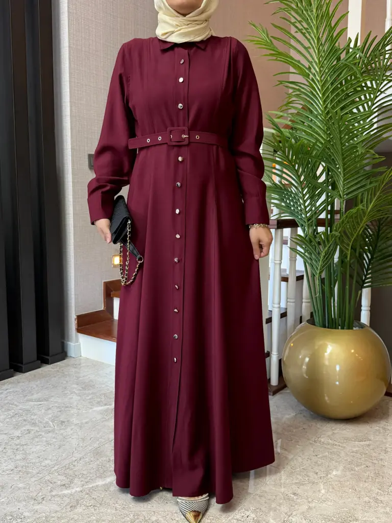 عباية طويلة بحزام وازرار 6805