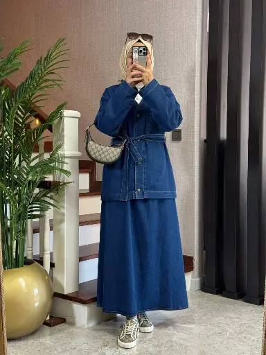 بدلة جينز حزام 6754