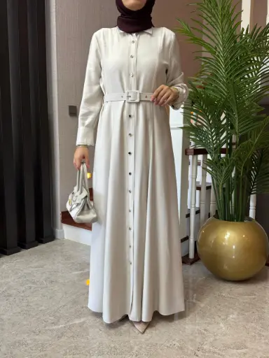 عباية طويلة بحزام وازرار 6805